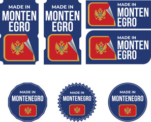 Made in Montenegro. Montenegro flag, Tag, Seal, Stamp, Flag, Icon vector