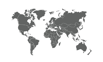 world map isolated on white background. for website layouts, reports, annual infographics, world,travel around the world, map silhouette backdrop.