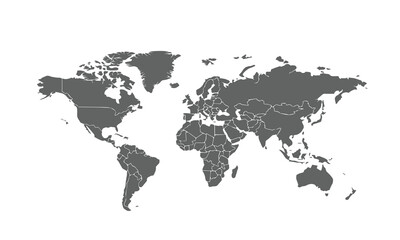 world map isolated on white background. for website layouts, reports, annual infographics, world,travel around the world, map silhouette backdrop.