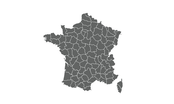 Region of france isolated on white background. for website layouts, reports, annual infographics, world,travel around the world, map silhouette backdrop.