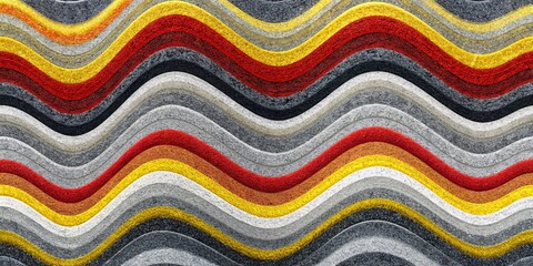 A carpet with a wave pattern of different colors