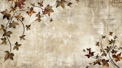 Floral vine motif, earthy tones, rustic and natural background