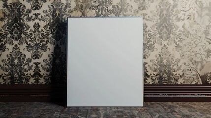 Large portrait white paper mockup on a vintage wallpaper, perfect for promoting major events.