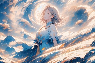  アニメの夢の風景と幻想的な背景,  アニメのパステル風景と夢の背景 