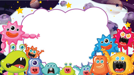 Cute monsters with a space background