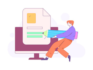 Invite friends to conduct questionnaire flat vector concept operation hand drawn illustration
