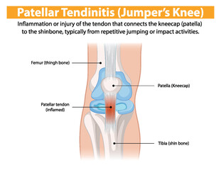 Inflammation of the patellar tendon in the knee