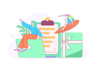 Invite friends to conduct questionnaire flat vector concept operation hand drawn illustration
