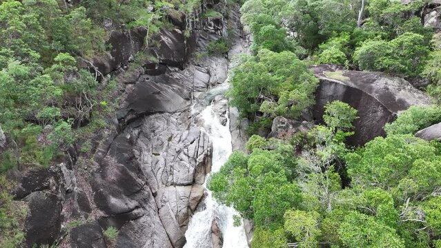 Aerial footage of Davis Creek Falls Queensland Australia