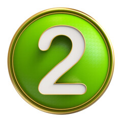 Green Button 3D Number 2