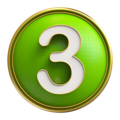 Green Button 3D Number 3