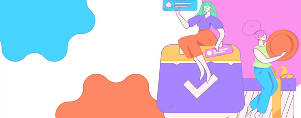 Invite friends to conduct questionnaire flat vector concept operation hand drawn illustration
