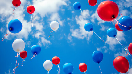 Hintergrun Farben Frankreich als Luftballons f&uuml;r Sport und Fussball Events
