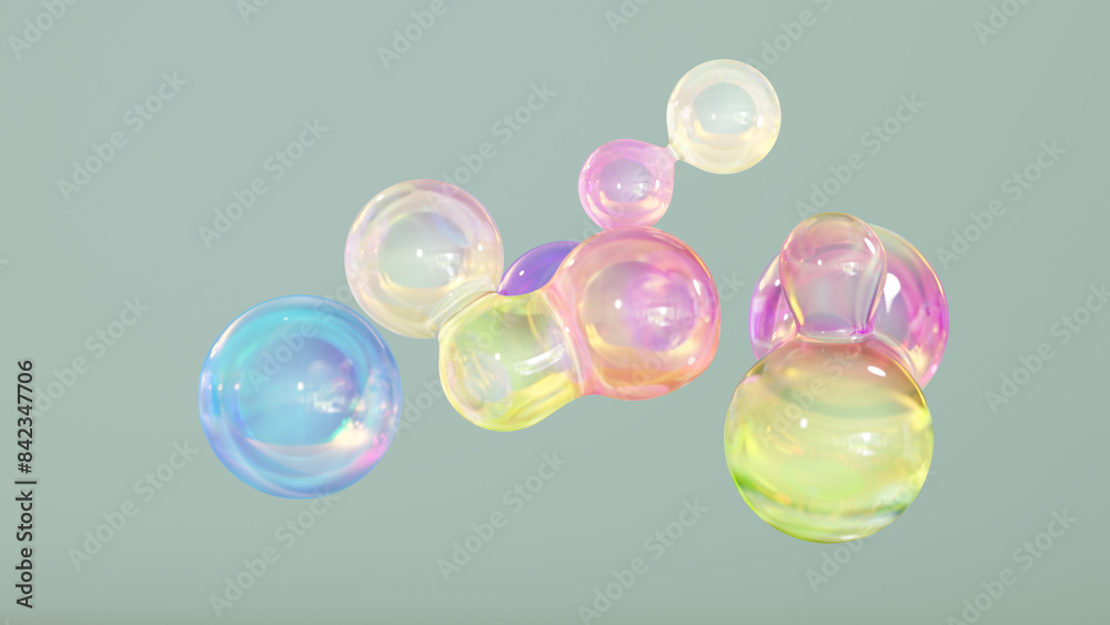 Poster abstract floating circles with space on a bright pastel-colored background. a 3d-colored sphere with