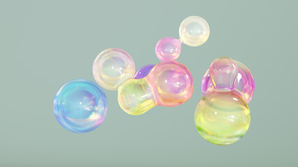 Abstract floating circles with space on a bright pastel-colored background. a 3D-colored sphere with a color spectrum. Template for a sleek, contemporary gradient. 3D rendering. 