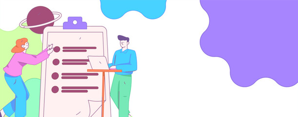 Invite friends to conduct questionnaire flat vector concept operation hand drawn illustration
