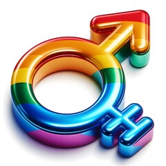 male and female symbol, Male female and transgender symbols on rainbow background 3d illustration, Mainstream Photos,