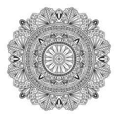 hand drawn mandala adult coloring book page