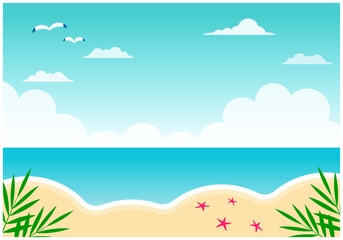 ビーチのある雲の空フレーム背景7緑色