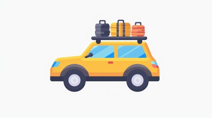 Fototapeta premium Icon of a taxi carrying luggage on the go