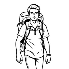 man with backpack vector black silhouette design for logos