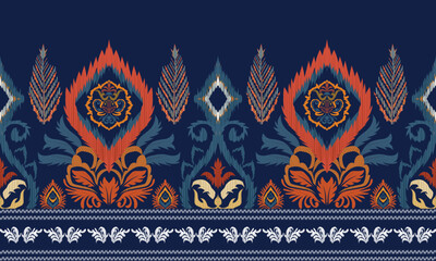 Hand draw Ikat floral paisley embroidery.geometric ethnic oriental pattern traditional.Aztec style abstract vector illustration.white background.great for textiles, banners, wallpapers.