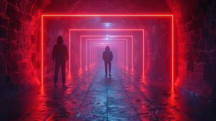 Geometric figure in neon light