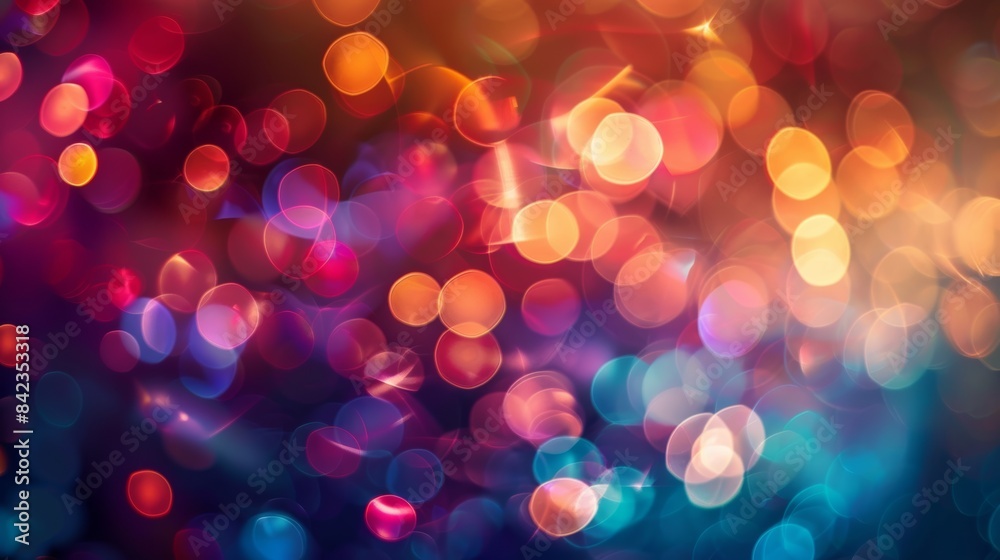 Poster A colorful bokeh effect, created by photographing a subject with a shallow depth of field, resulting in a dreamy and abstract background.