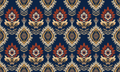 Hand draw Ikat floral paisley embroidery.geometric ethnic oriental pattern traditional.Aztec style abstract vector illustration.white background.great for textiles, banners, wallpapers.
