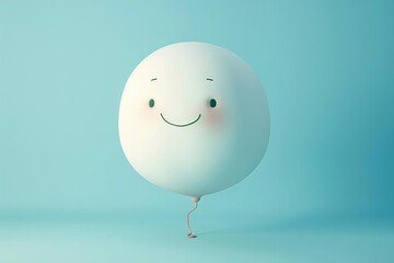 whimsical illustration of a flat balloon with a cute expression. Cartoonish style, smooth lines, pastel colors. Friendly and inviting