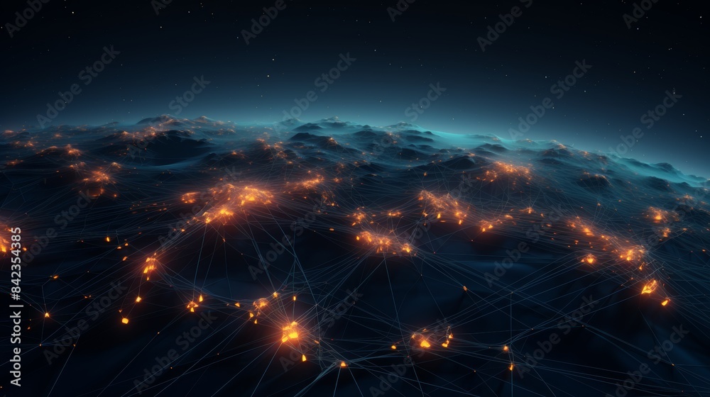 Poster A data visualization of a vast network of connections, illustrating the interconnectedness of our digital world.