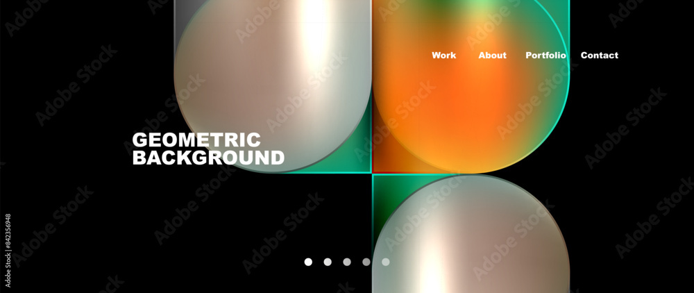 Poster Bright colorful squares with round elements minimal geometric background. Vector Illustration For Wallpaper, Banner, Background, Card, Book Illustration, landing page