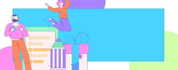 Invite friends to conduct questionnaire flat vector concept operation hand drawn illustration
