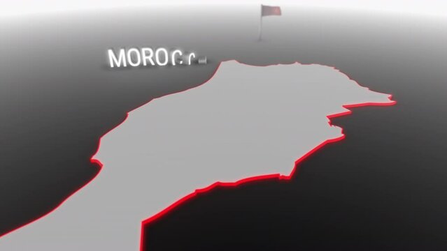 3d animated map of Morocco gets hit and fractured by the text &ldquo;Crisis&rdquo;