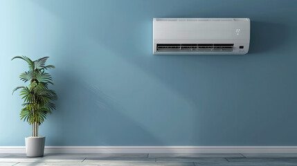 Obraz premium Modern air conditioner on blue wall in living room 