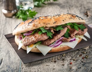 Close up of kebab sandwich