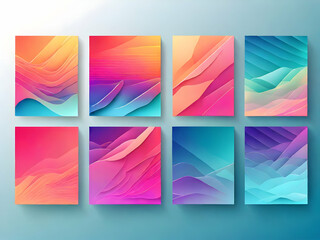 Fototapeta premium set of banners vector, business, design, header, card, wave, set, illustration, web, template, color, line, colorful, art,Ai generated 