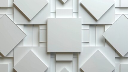 Fototapeta premium abstract white geometric background, minimal flat lay, twisted deck