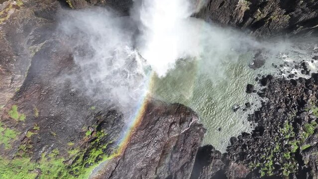 Aerial footage of Wallaman Falls, highest falls in Australia