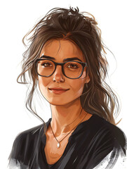Obraz premium Portrait of a young woman with glasses and casual hairstyle. Great for fashion, lifestyle blogs, and professional profiles