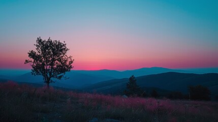 Fototapeta premium Silhouette of Mountains at Dusk 