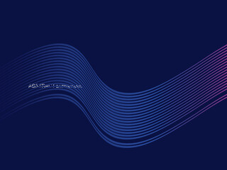 Abstract shining wave lines on dark blue background. Dynamic wave pattern. Modern flowing wavy lines. Futuristic technology concept. Perfect for banners, posters, covers, brochures, flyers, websites, 