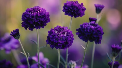 Obraz premium Scabiosa Dark Purple Flowers A Guide to Black Knight Variety