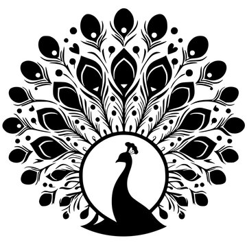 recommend clip art: Beautiful peacock silhouette