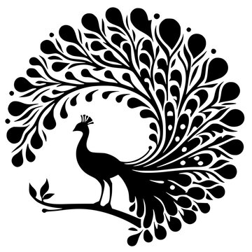 recommend clip art: Beautiful peacock silhouette