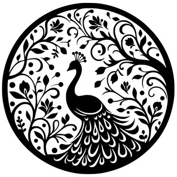 recommend clip art: Beautiful peacock silhouette