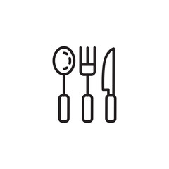 Spoon and fork line icon, outline vector, linear style pictogram isolated.