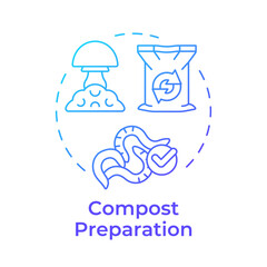 Compost preparation blue gradient concept icon. Indoor mushroom farming. Organic fertilizer. Soil health. Round shape line illustration. Abstract idea. Graphic design. Easy to use in article