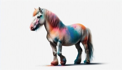 Close-up photo of a horse with a colorful mane and tail