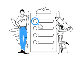 Invite friends to conduct questionnaire flat vector concept operation hand drawn illustration
